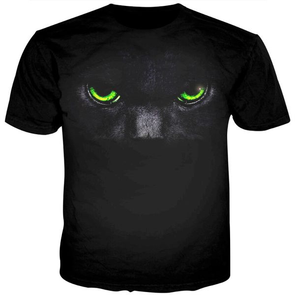 

3d animal male ruthless cat eyes loose polyester men 3d print shirts hippie harajuku anime men clothing
