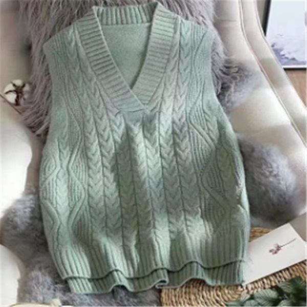 

e girl sweater vest women jumper v neck pullover knitted vests women y2k preppy style tank autumn 2020 solid outfit, White
