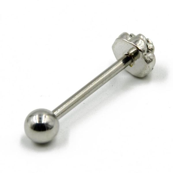 

1 pc rose flower surgical steel tongue barbell bars piercing ring body jewelry 1 pc q sqcqny, Silver