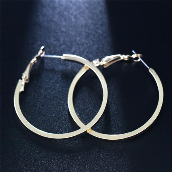 

hoop & huggie 40mm big smooth circle earrings for women hyperbole personality gold silver color round wedding statement jewelry oorbellen, Golden;silver
