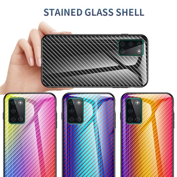 Custodia in vetro temperato lucido sfumato dal design sottile in fibra di carbonio per Oneplus 8T One Plus Nord 8 Pro 7T 7 6T 6 5T 5