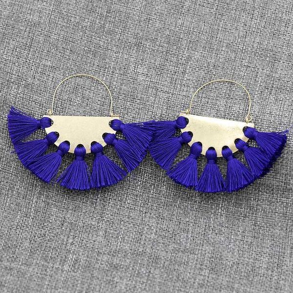 

charm trendy blue fringe hoop earrings fashion hip hop fan shaped brincos jewelry for women dancer party gifts1, Golden
