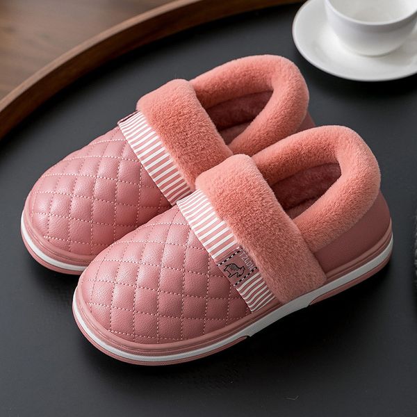 

women men winter slippers indoor floor ladies home bedroom shoes waterproof non-slip fluffy slipper couple female footwear 2020 x1020, Black