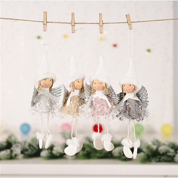 

домашняя декорация кукла кулон детский подарок 2021 новогодние рождественские плюшевые ангельские куклы с милой шляпой рождественское дерево