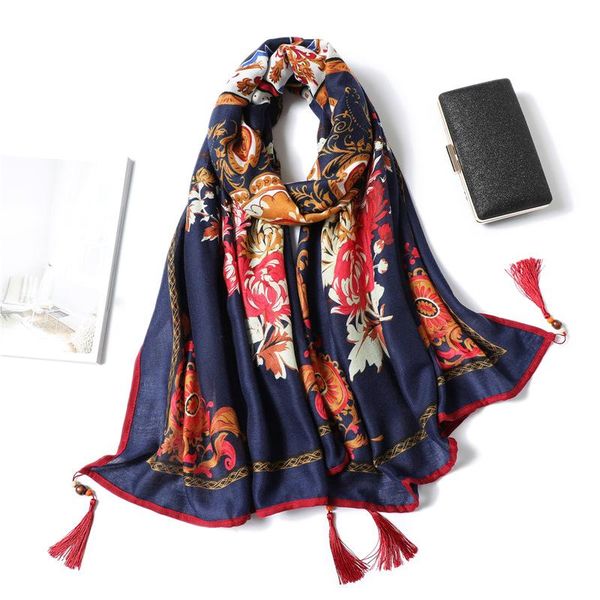 

scarves women's scarf in spring and summer fashion fringe thin shawl, Blue;gray