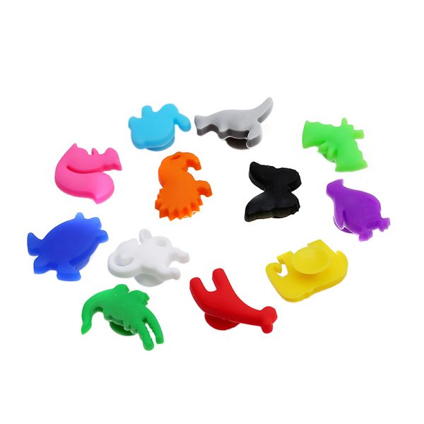 

suction animal dedicated 12pcs/ party cup set glass label silicone wine glasses recognizer marker