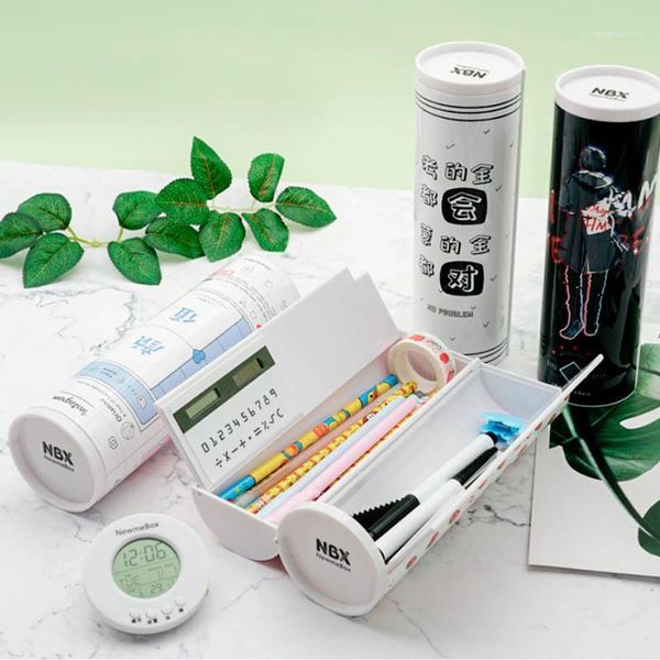

pencil cases creative case detachable solar calculator abs plastic double layer pen box for student school stationery storage supplies1