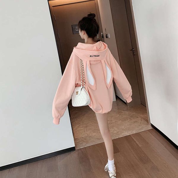 

pink hooded sweater women autumn winter korean version loose 2020 new ins fashion design girl, Black