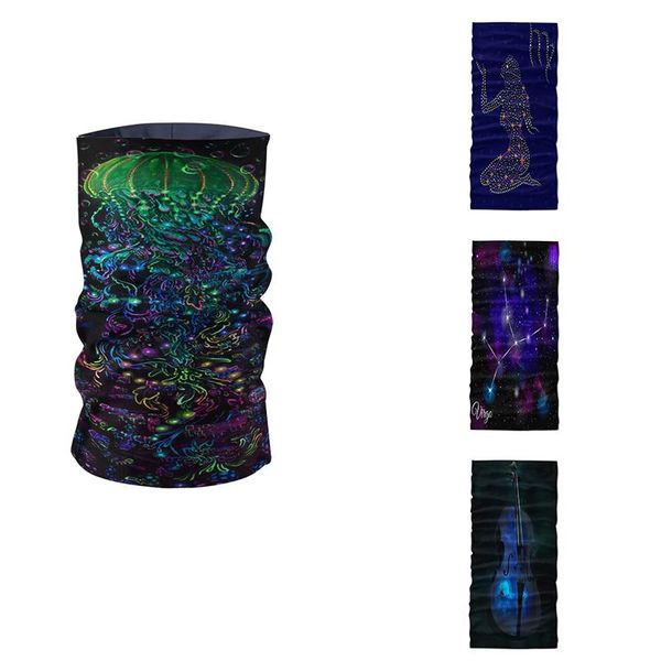 

scarves 3d printed black blue starry sky summer neck gaiter microfiber seamless tubular mask headdress women kerchief hijab scarf, Blue;gray