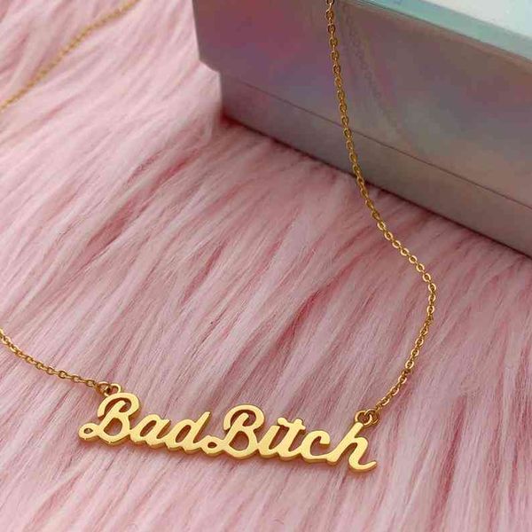 

bad bitch nameplate necklace - feminist vermeil wildflower + co. valentines day gift, Silver