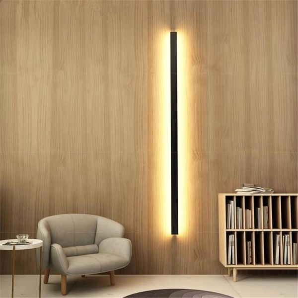 

wall lamp modern long strip aluminum black led bedroom bedside wandlamp stairs sconce luminaire nordic lights for home