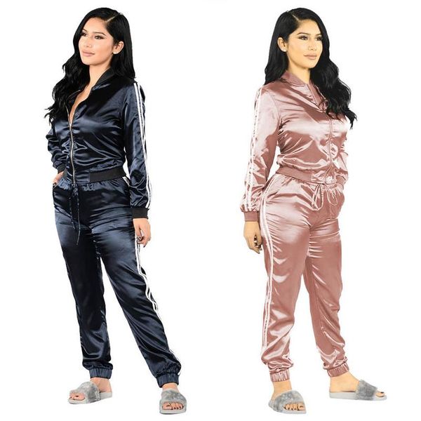 

fashion zipper suit set 2020 women tracksuit two piece sport style outfit jogging sweatshirt fitness lounge sportwear, Gray