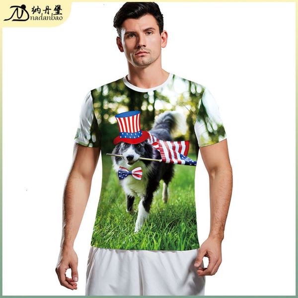 

digital 3d 2020 printing new men's casual short sve t-shirt b129-9178, Black