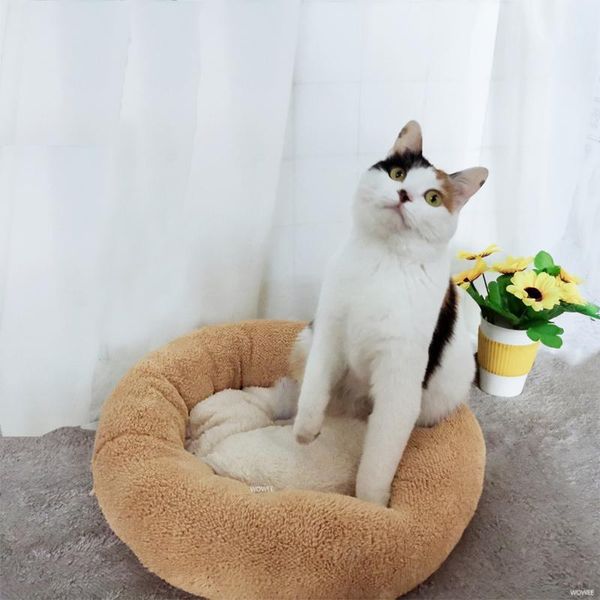 

round cat bed house soft coral velvet pet dog bed for dogs basket pet products cushion cat mat house animals sofa1