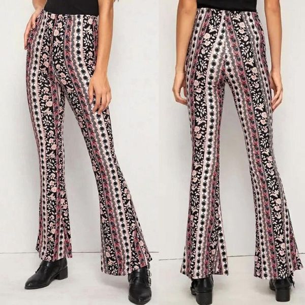 

women casual print new fashion pants leggings bell-bottomed pants winter nice fashion workwear leisur, Black;white