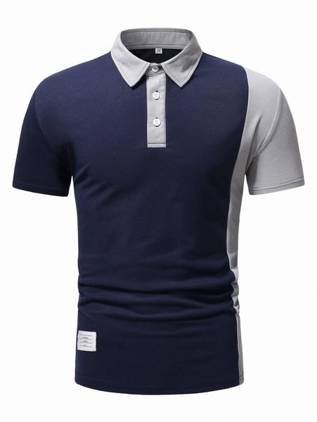 

men colorblock polo shirt m3p1#, White;black