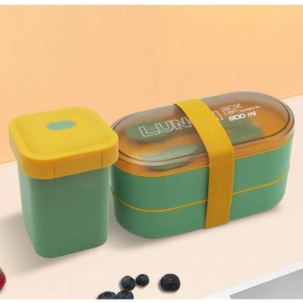 

800ml double layer lunch box with soup cup healthy material bento boxes microwave food storage container lunchbox bbyjgc packing2010