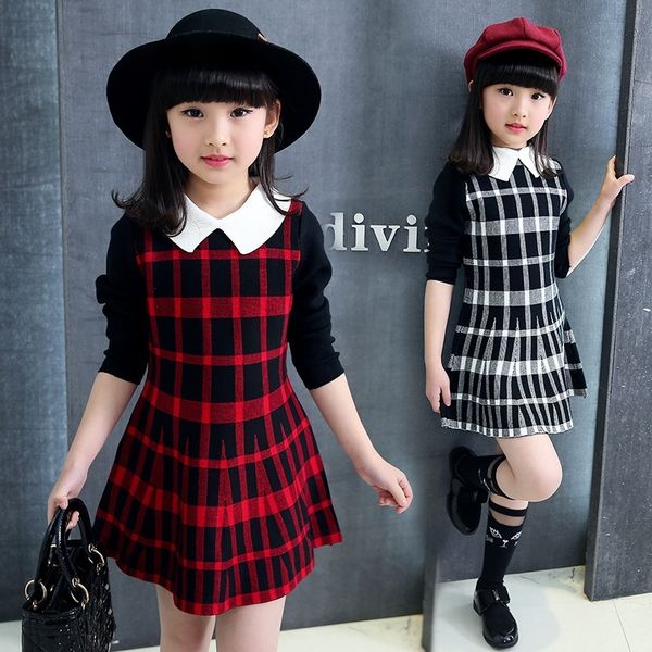 

baby girls dress long sleeve dress kids winter dresses for girls costume princess christmas plaid dress children clothes y200102, Red;yellow