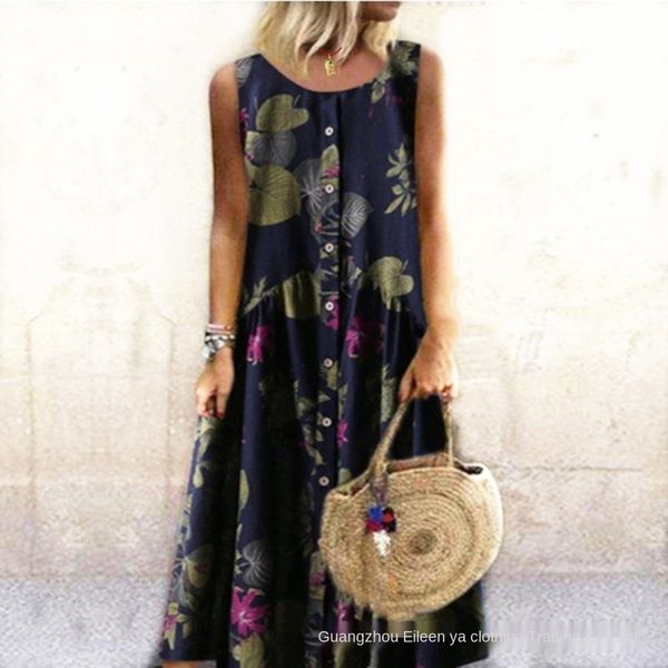 

lh8xb floral summer 2019 plant floral new sleeveless plant print summer 2019 skirt new print sleeveless dress dress skirt axm6d, Black;gray