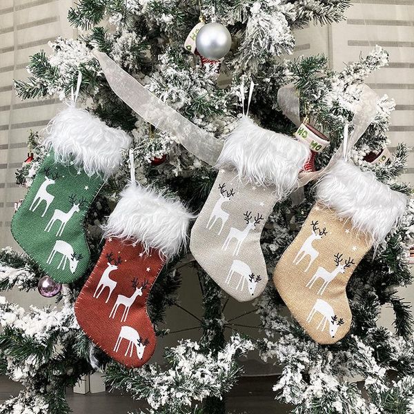 

christmas decorations stockings linen reindeer sock gift kids candy elk bag xmas noel for home tree ornaments navidad