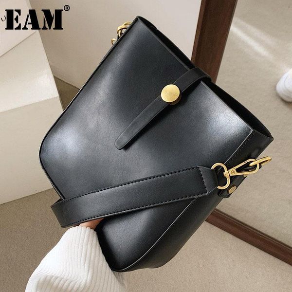 

shoulder bags [eam] women vintage pu leather flap personality all-match crossbody bag fashion tide 2021 18a1289