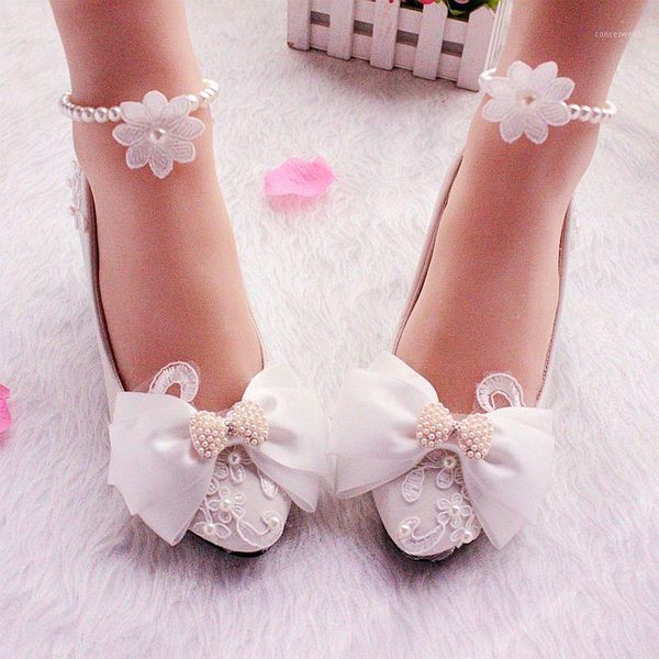 

dress shoes 5cm middle heel white bow satin butterfly-knot wedding bride handmade sweet designer ankle beading anklet bridal shoes1, Black