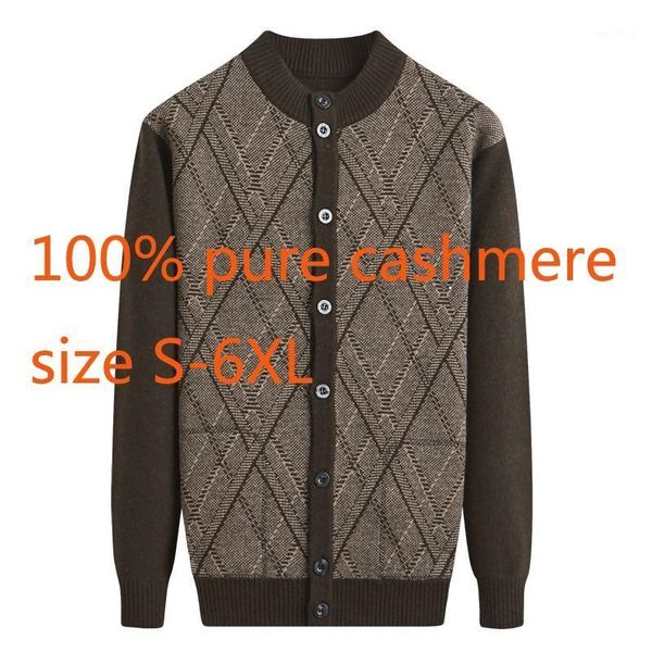 

new arrival 100% cashmere men cardigan coat knitting thickened winter dad single breasted mandarin collar sweater plus size 6xl1, White;black