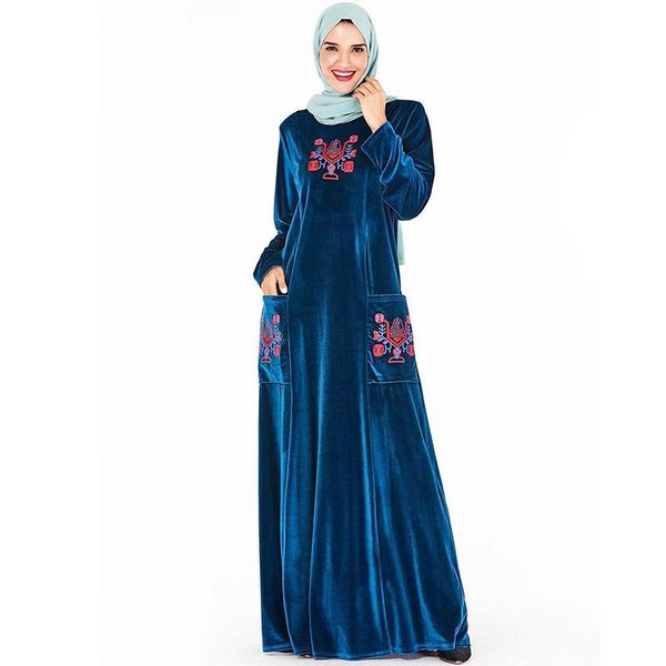 

ethnic clothing plus size velvet abaya dubai women hijab muslim dress islamic clothes turkey robe musulmane turque grote maten dames kleding, Red