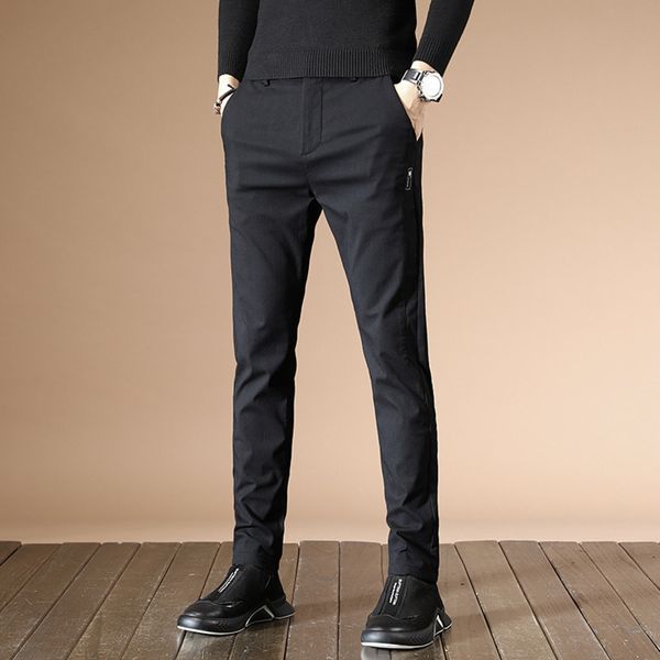 

new style trousers men's trousers business men's elastic straight tube loose easy to wear for casual pantspants casual pants men 4, Blue