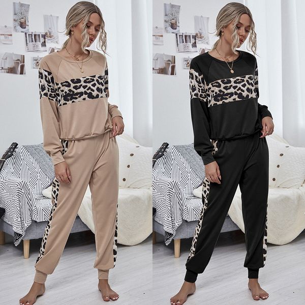 

leopard casual tracksuit women sports 2 pieces set sweatshirts pullover 2020 trainning sports outfits, White;black