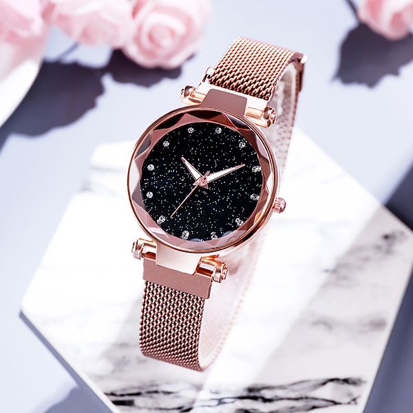 

luxury ladies wrist watch relogio feminino luxury women watches magnetic starry sky female clock quartz wristwatch womens watchs fashion des, Slivery;brown