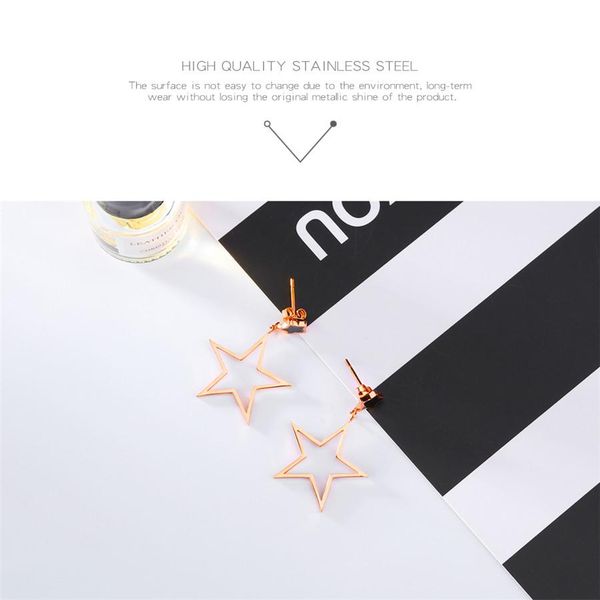 

xqni occident teperament простой пятиконечная индивидуальность мода длинные серьги падение титана для подарка xqni occident jlliph bde_jewel, Golden