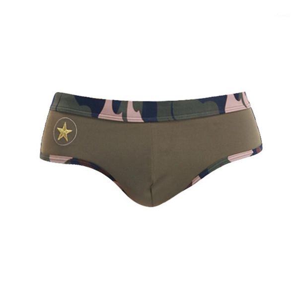 

2020 new swimwear men camouflage men's swimming trunks for bathing low waist mens briefs swimwear cuecas zwembroek a401