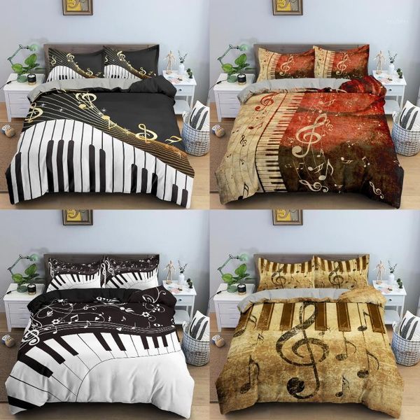 

3d printed duvet cover set piano bedding set single double twin full  king bed linen for adults children bed cover linens1