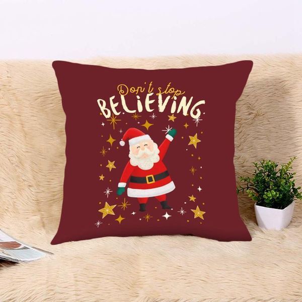 

christmas cushion cover 45*45 red merry christmas printed polyester decorative pillows sofa home decoration pillowcase1