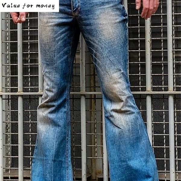 

new big mens flared jeans bootcut leg trousers loose male designer classic denim jeans bell bottom jeans for men hosen herren q0105, Black;white