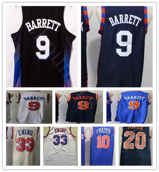 

wholesale mens retro vintage classic patrick 33 ewing walt 10 frazier basketball jersey blue white ncaa rj 9 barrett kevin 20 knox jerseys, Black;red