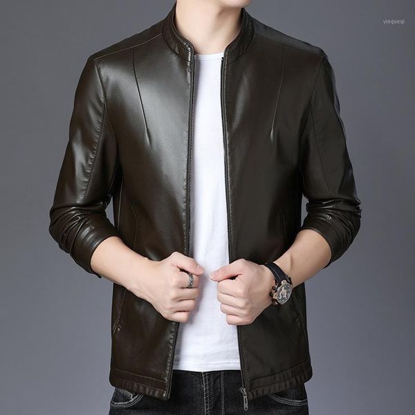 

collar pu leather male han edition cultivate morality of new fund of 2020 autumn winters is handsome man leather jacket1, Black