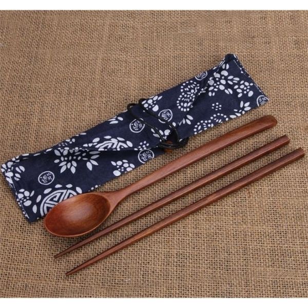 

100set 2pcs/set wood chopsticks and spoon with pattern bag packaging creative personalized wedding favors gifts party return gift sn519