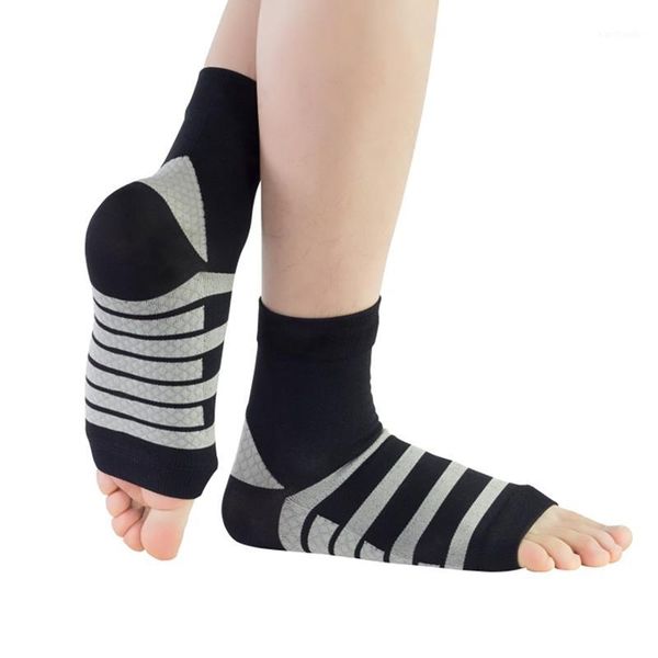 

1 pair sport ankle brace protector open toes breathable anti-sweat compression feet support wrap sleeve protection hf1, Blue;black
