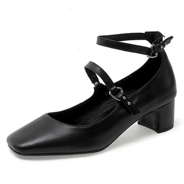 

sole morazora 2020 new arrive genuine leather women pumps sweet party med heels square toe buckle ladies shoes black red
