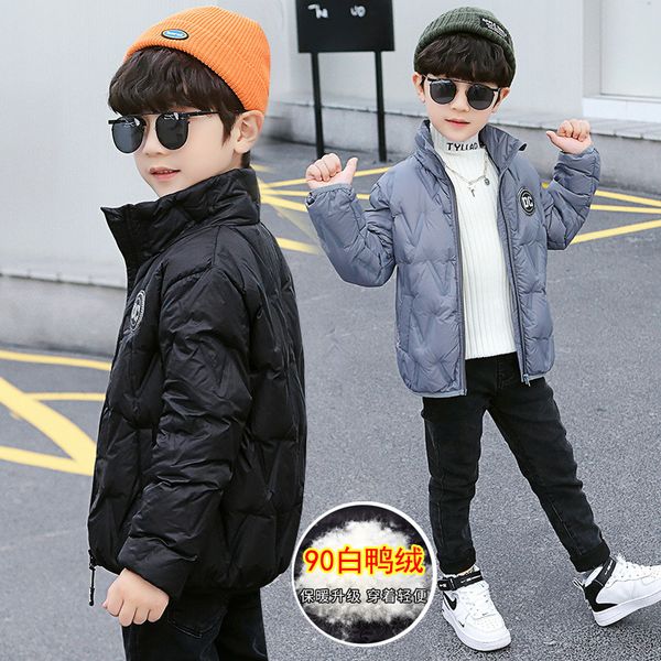 

wear winter 2020 new lightweight down jacket short foreign style boys middle school children's warm and thickened, Blue;gray