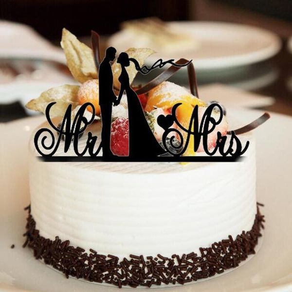 

acrylic bride & groom cake er ornament wedding black romantic bride groom for wedding decoration mariage party favors