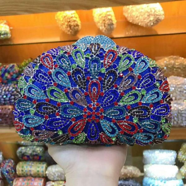 

xiyuan brand lady gold/blue rhinestones crystal evening clutches bag wedding dress bridal diamond chains shoulder handbags purse