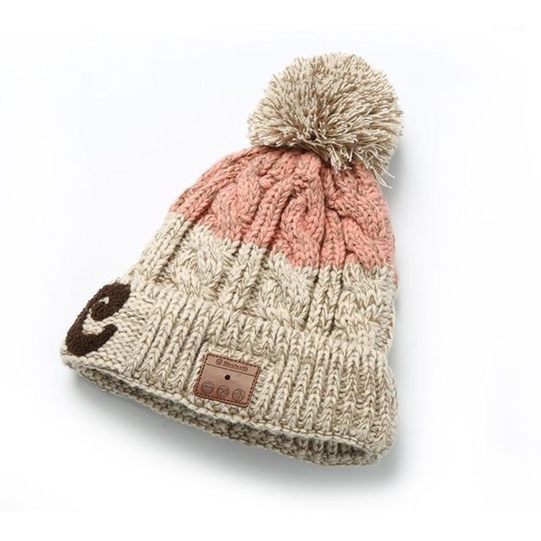

stereo call knitted velvet winter warm wireless bluetooth headset cap music hat h58d1, Black