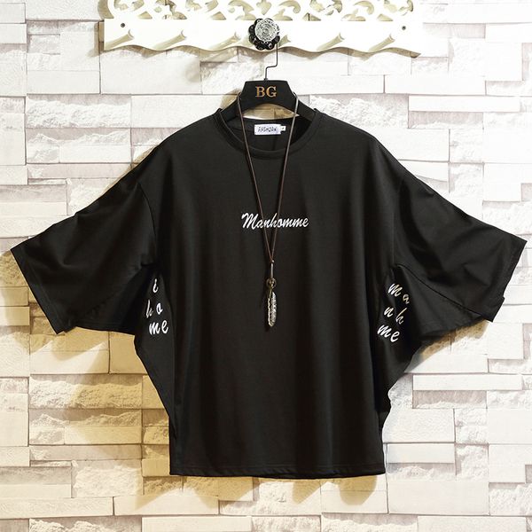 

2021 new summer short sleeves harajuku goth fashion black t-shirt streetwear one piece hip hop punk men's tees tshirt clothes f7gg, White;black