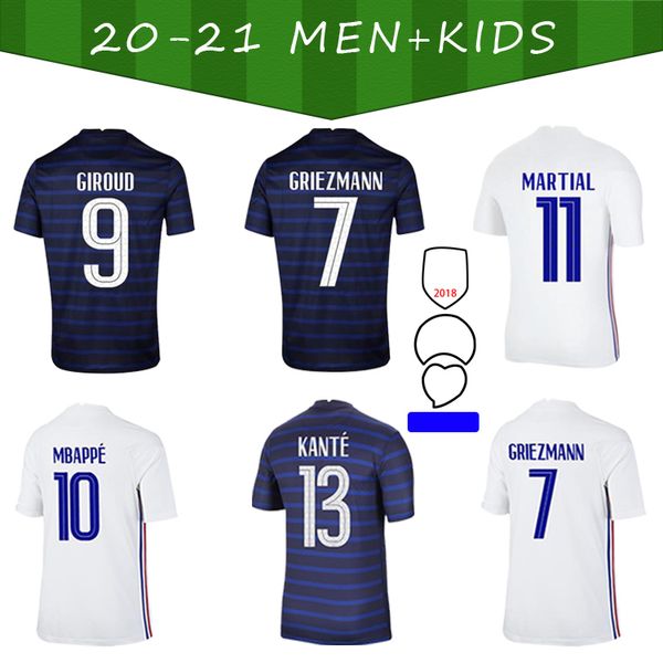 

2020 soccer jersey griezmann mbappe pogba giroud kante 20 21 home away + kids kit high-quality football shirt, Black;yellow