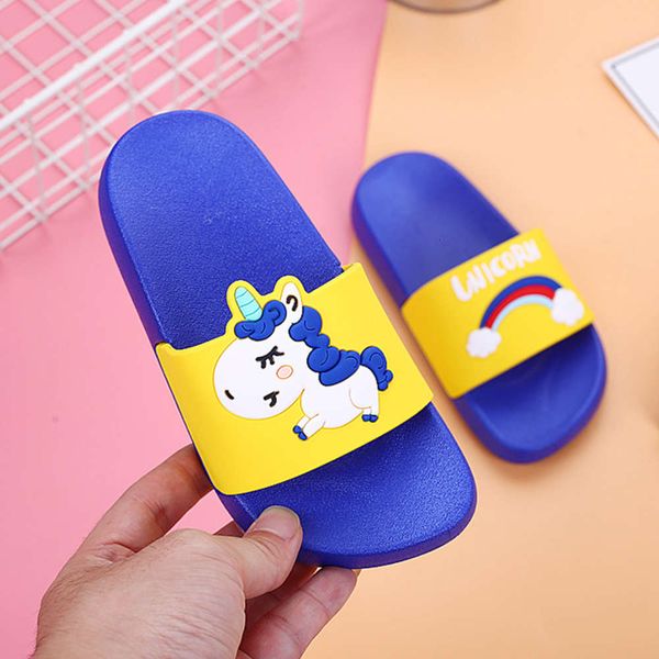 

new sle children's slippers cute cartoon rainbow horse middle school children boys and girls' bathroom one character sandal, Black;red