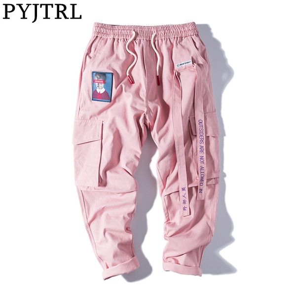

pyjtrl hip hop sweat pants embroidery trousers sweatpants streetwear joggers track casual pants 201118, Black