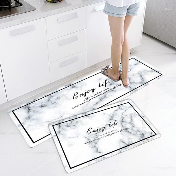 

kitchen pvc leather carpet floor mat oilproof anti-slip living room bedroom marble floor mats absorbent bath waterproof area ru1